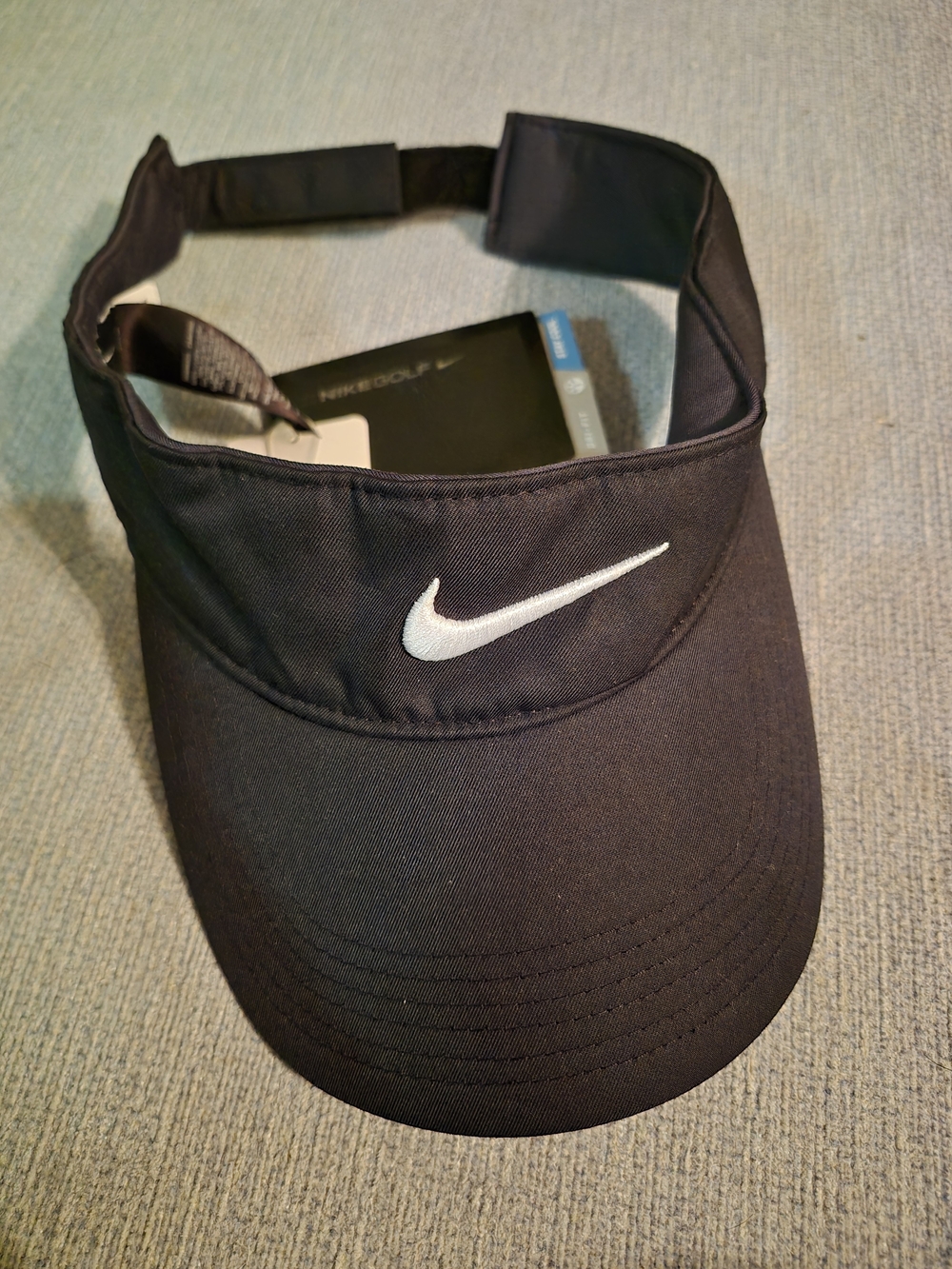 Nike Black Visor with White Swoosh